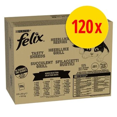 Felix Tasty Shreds 120 X 80 G - Jumbopack 3 Felix Tasty Shreds 120 X 80 G - Jumbopack