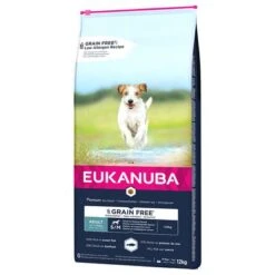 Eukanuba Grain Free Adult Razas Pequeñas Y Medianas Con Salmón -Artículos Mascotas Tienda 241097 pla tetra aukanuba grainfree adult mediumsmall breed lachs hs 12kg 01 8