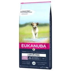 Eukanuba Grain Free Puppy Razas Pequeñas Y Medianas Con Salmón -Artículos Mascotas Tienda 241099 pla tetra eukanuba grainfree puppy smallmedium breed lachs 12kg hs 01 6