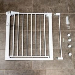 Barrera Blanca TIAKI Con 7 Cm De Extensión Para Perros -Artículos Mascotas Tienda 334597 tiaki dog gate white fg 8223 9