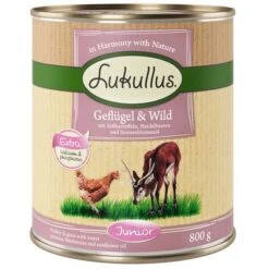 Pack Ahorro Lukullus Junior 24 X 800 G -Artículos Mascotas Tienda 78090 pla lukullus junior geflugel wild 1000x1000 800g 6